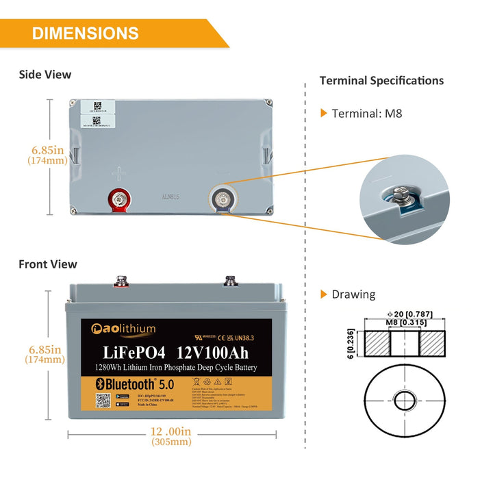 12V100Ah Lithium LiFePO4 Battery